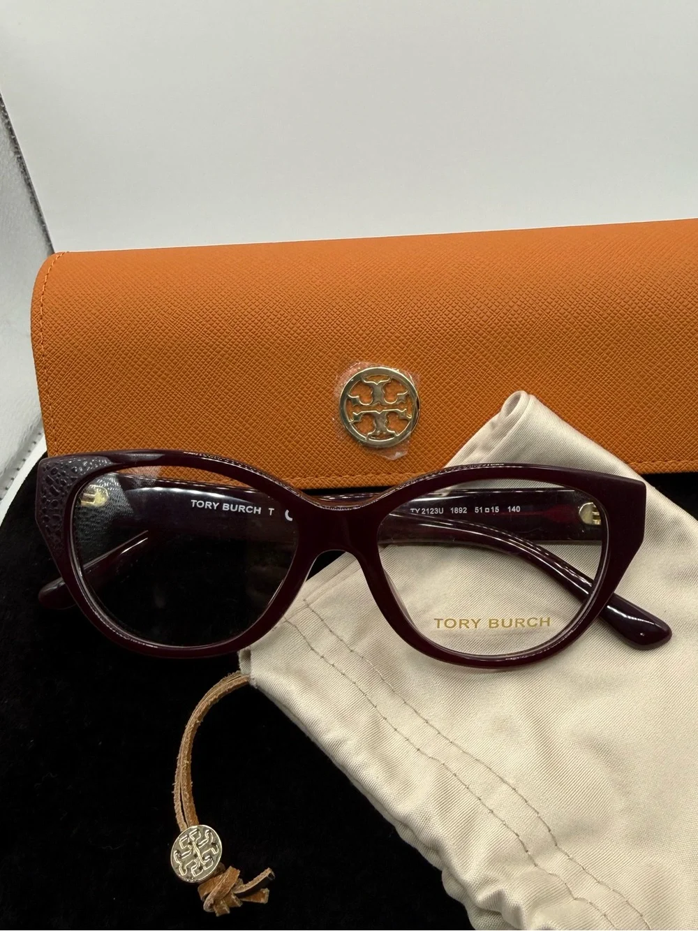 Tory Burch TY2123U Oxblood Burgundy Cat Eye Eyeglasses 51-15-140 w/ Case